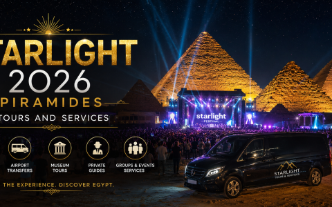Starlight Festival 2026 no Egito: Pirâmides, Tours, Transfers e Pacotes